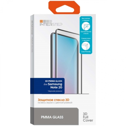 Защитное стекло для Samsung InterStep ПММА 3D для Note 20 Black frame
