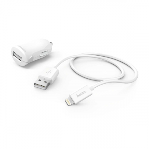 Автомобильное зарядное устройство для Apple Hama 2.4A Lightning White (00183266)