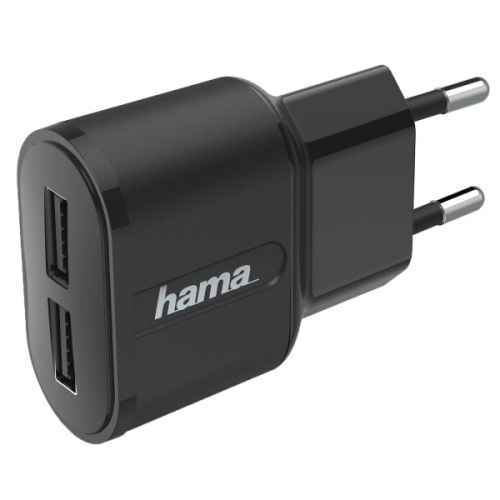 Сетевое зарядное устройство Hama 2.4A+2.4A Black (00183227)