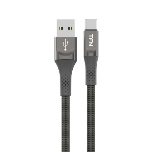 Кабель USB Type-C 0.2m Zinc плоский grey (TFN-CZNUSBC02MGR)