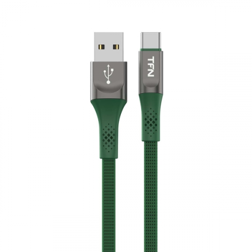 Кабель USB Type-C 0.2m Zinc плоский green (TFN-CZNUSBC02MGRN)