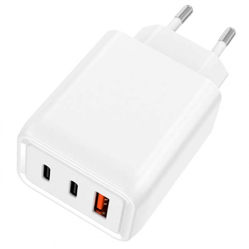 Сетевое зарядное устройство x2 PD+QC 65W, White (TFN-WC07)