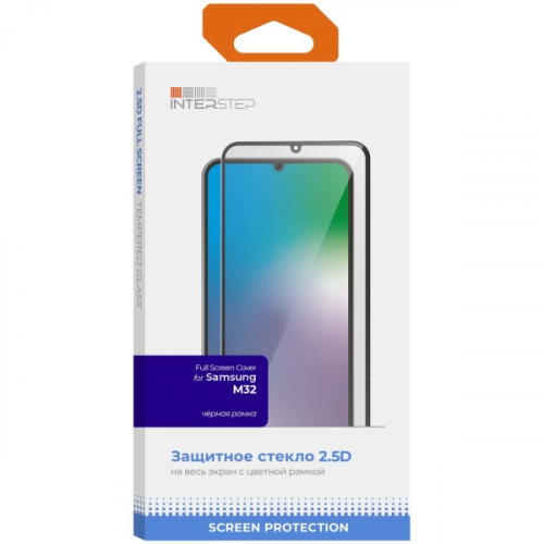 Защитное стекло для Samsung InterStep Full Screen Cover Galaxy M32, черн. рамка