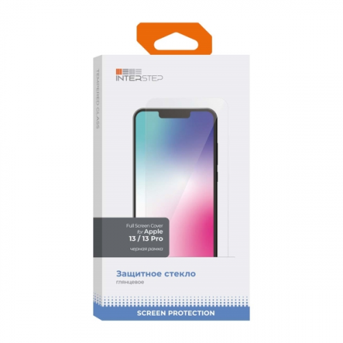 Защитное стекло InterStep Full Screen Cover iPhone 13/13 Pro, черн. рамка