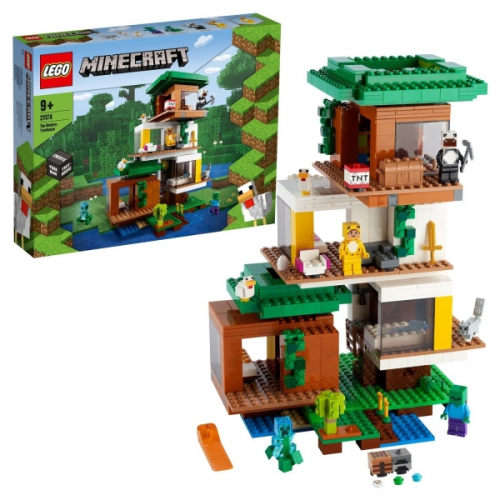 Конструктор детский Lego Minecraft Современный домик на дереве (21174)