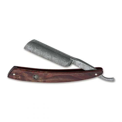Опасная бритва Boker Damascus Curly Birch 6/8, сталь дамаск, рукоять коричневая береза