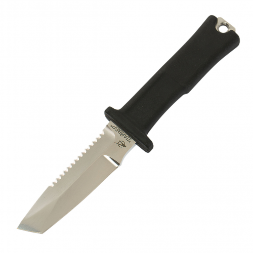 Нож водолазный Дайвер, сталь 95х18, рукоять термоэластопласт, кожаные ножны Кампо