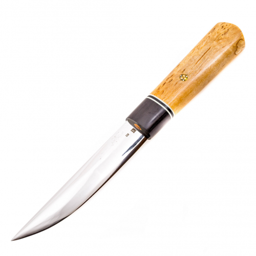 Нож Якут, сталь D2, рукоять карельская береза Мастерская Ульданова