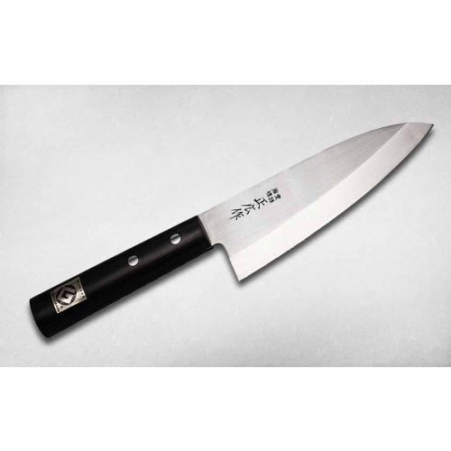 Нож кухонный Деба 150 мм, Masahiro, 10605, сталь Molybdenum Vanadium, стабилизированная древесина, чёрный