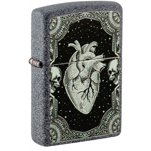 Зажигалка ZIPPO Heart Design с покрытием Iron Stone, латунь/сталь, серая