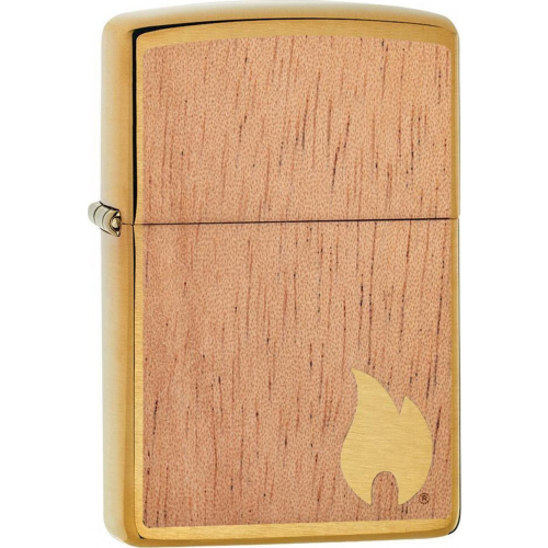 Зажигалка ZIPPO WOODCHUCK с покрытием Brushed Brass, латунь/сталь/, золотистая, матовая, 36x12x56 мм