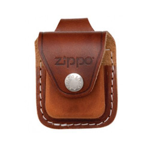 Чехол ZIPPO для широкой зажигалки, кожа, с кожаным фиксатором на ремень, коричневый, 57x30x75 мм