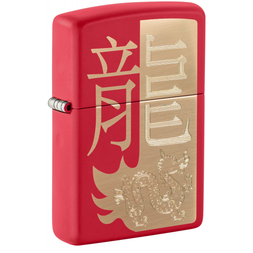 Зажигалка Zippo Year of the Dragon 2024 с покрытием Red Matte, латунь/сталь ZIPPO