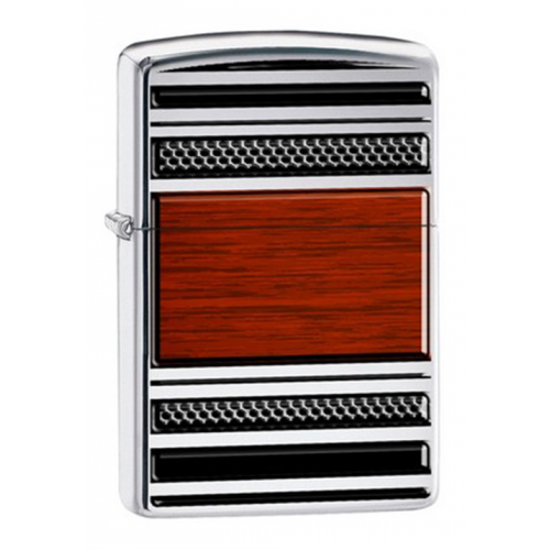 Зажигалка ZIPPO Pipe, латунь с покрытием High Polish Chrome, сталь и дерево, глянцевая, 36х12x56 мм