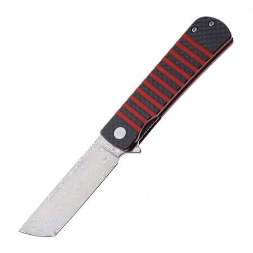 Складной нож Bestech Titan, сталь дамаск, рукоять черно-красная G10/карбон Bestech Knives