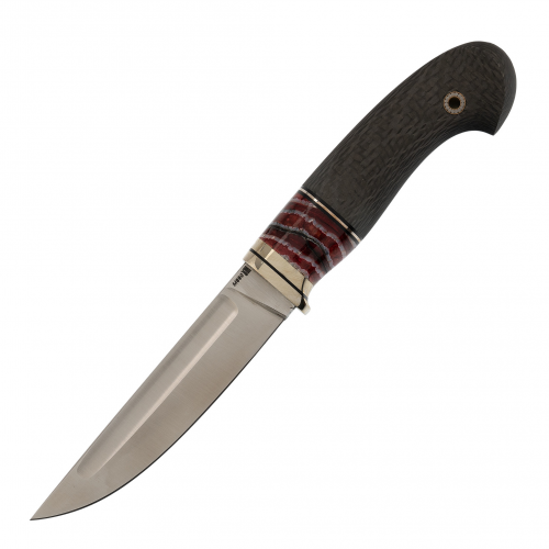Нож Лидер, сталь M390, рукоять карбон, вставка бивень мамонта Мастерская Ульданова