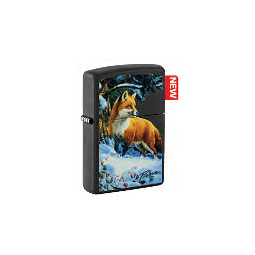 Зажигалка ZIPPO Linda Picken с покрытием Black Matte, Лиса, латунь/сталь