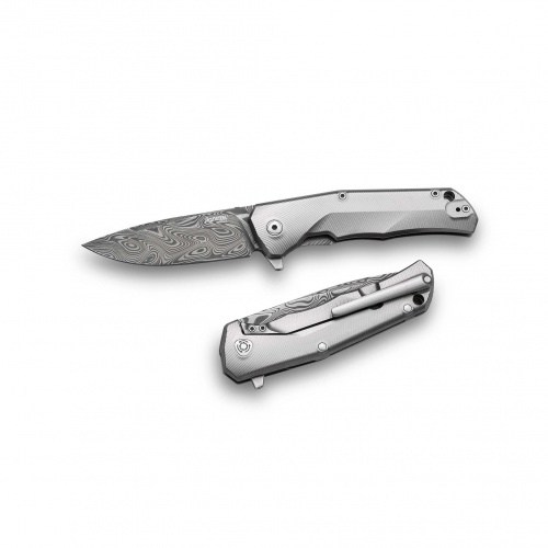 Складной нож LionSteel TRE DT GY, сталь дамаск, рукоять титан Lion Steel