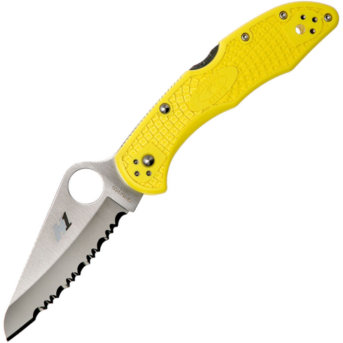 Складной нож Spyderco Salt 2, сталь H1 Satin Serrated, рукоять термопластик FRN, жёлтый