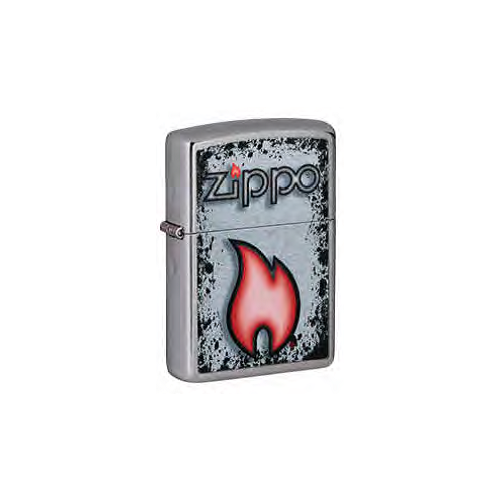 Зажигалка ZIPPO Flame Design с покрытием Street Chrome, латунь/сталь, серебристая