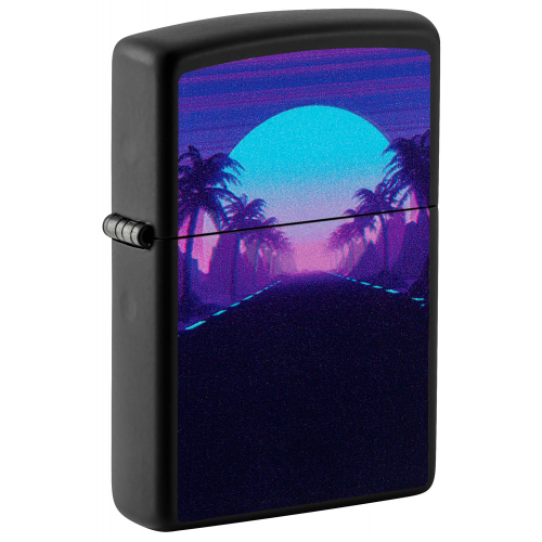 Зажигалка ZIPPO Sunset Black с покрытием Black Light, латунь/сталь, чёрная, матовая