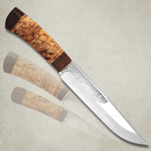 Нож Шашлычный большой, карельская береза, 100х13м АиР