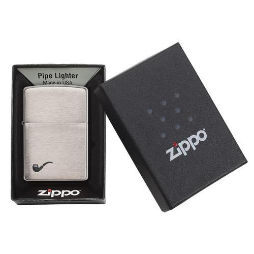 Зажигалка ZIPPO PL Brushed Chrome,латунь,ник.-хром.покрыт.,сереб.,матов., 36х56х12мм