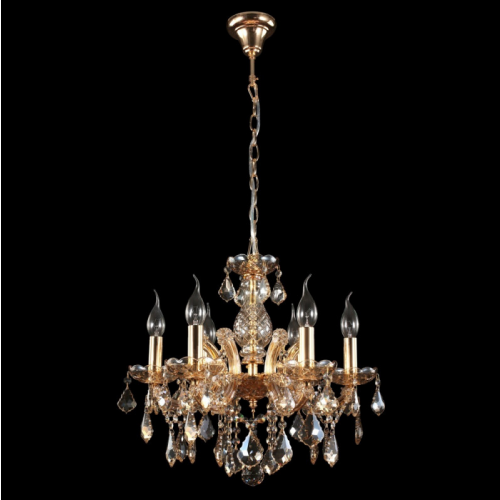 Подвесная люстра Crystal Lux INES SP6 GOLD/AMBER