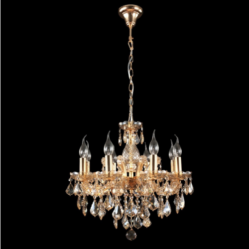 Подвесная люстра Crystal Lux INES SP8 GOLD/AMBER