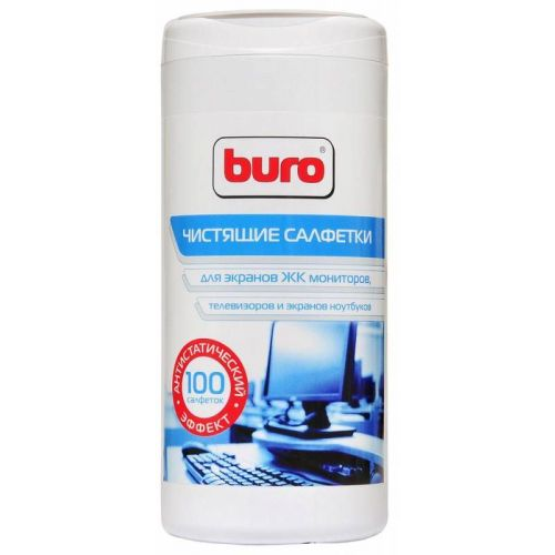 Салфетки Buro BU-Ascreen для экранов мониторов/плазменных/ЖК телевизоров/ноутбуков туба 100шт влажны