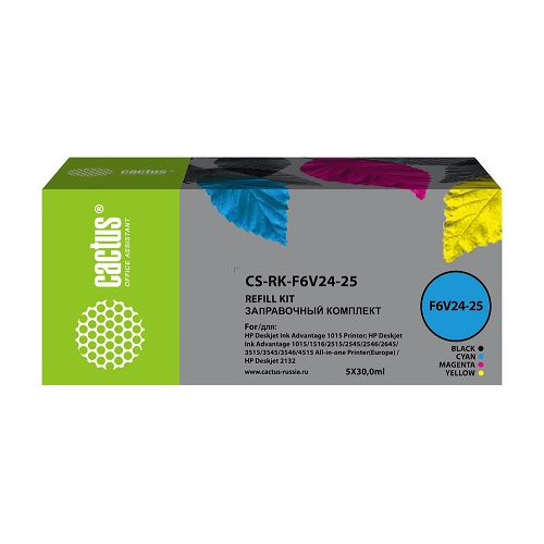 Заправочный комплект Cactus CS-RK-F6V24-25 многоцветный 5x30мл для DJ Ink Adv 1115/2135/3635/3835