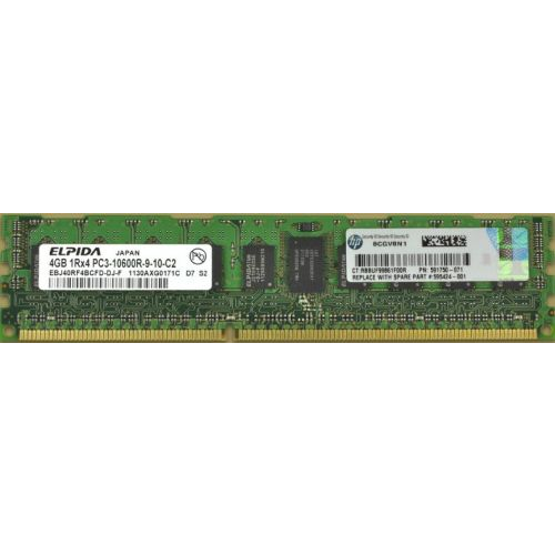 Модуль памяти HPE 595424-001 4GB 1333MHz PC3-10600R-9 DDR3 single-rank x4 1.50V Reg
