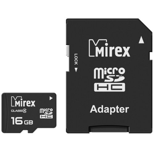 Карта памяти 16GB Mirex 13613-ADTMSD16 microSDHC Class 4 (SD адаптер)