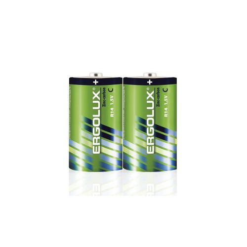 Батарейка Ergolux R14SR2 R14S, 1,5 В, 2500 мА.ч, 2 шт в упаковке (14335)