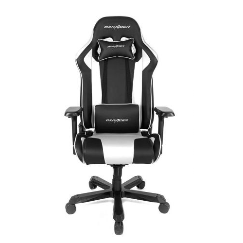 Кресло DxRacer OH/K99/NW геймерское, черно-белое, регулируемые подлокотники в 4 направлениях, наклон