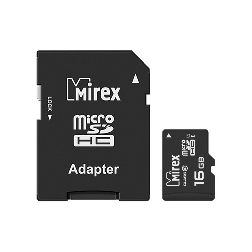 Карта памяти 16GB Mirex 13613-ADSUHS16 microSDHC Class 10 UHS-I (SD адаптер)