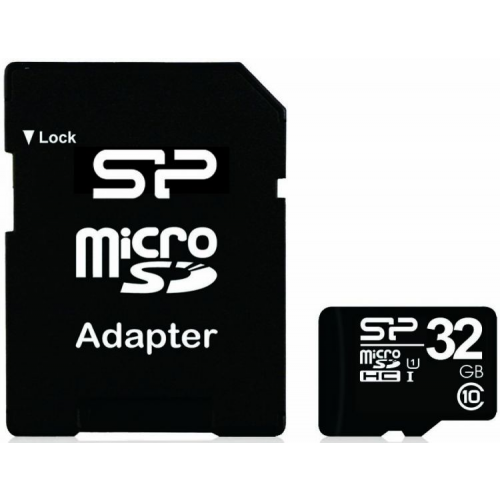 Карта памяти 32GB Silicon Power SP032GBSTH010V10SP SDHC MicroSD Card32GB class 10 Retail pack w/ adaptor