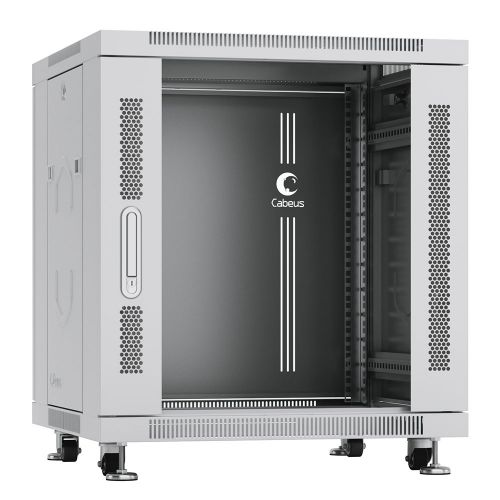 Шкаф напольный 19", 12U Cabeus SH-05C-12U60/60 600x600x730mm (ШхГхВ) передняя стеклянная и задняя сп