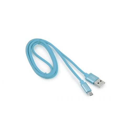 Кабель интерфейсный USB 2.0 Cablexpert CC-S-mUSB01Bl-1M AM/microB, серия Silver, длина 1м, синий, бл