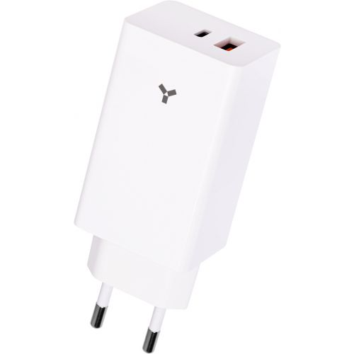 Зарядное устройство сетевое AccesStyle Crocus GaN 65WCA White Type-C(65Вт), USB-A(22,5Вт), быстрая з