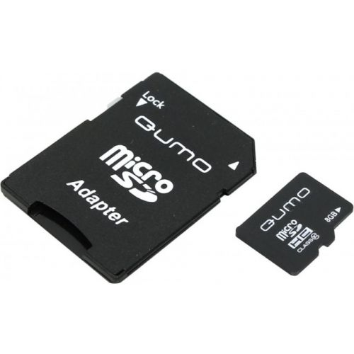 Карта памяти MicroSDHC 8GB Qumo QM8GMICSDHC10U1 Class 10, SD adapter, UHS-I