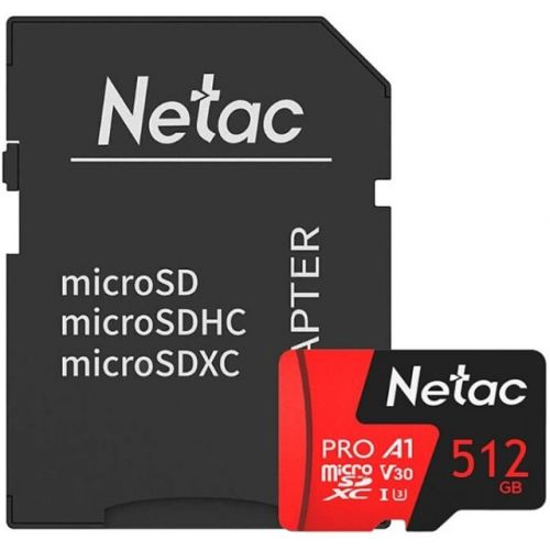Карта памяти 512GB Netac NT02P500PRO-512G-R MicroSDXC P500 Extreme Pro, SD Adapter
