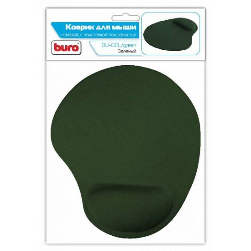 Коврик для мыши Buro BU-GEL зелёный, гелевый, 205x230x25мм