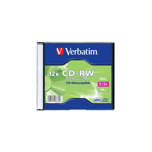 Диск CD-RW Verbatim 43762 700Mb 8-12x Slim case (1шт)
