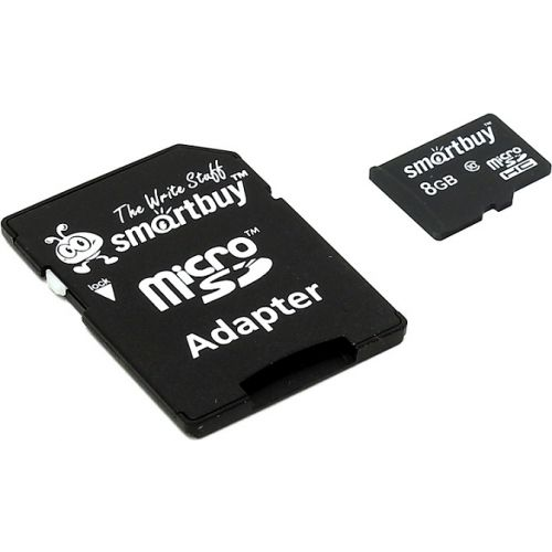 Карта памяти 8GB SmartBuy SB8GBSDCL10-01 MicroSDHC Сlass 10 + SD adapter