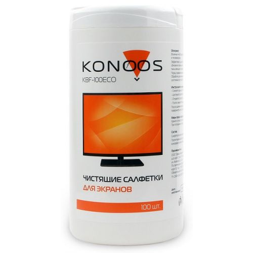 Салфетки Konoos KBF-100ECO для ЖК-экранов в банке, 100 шт