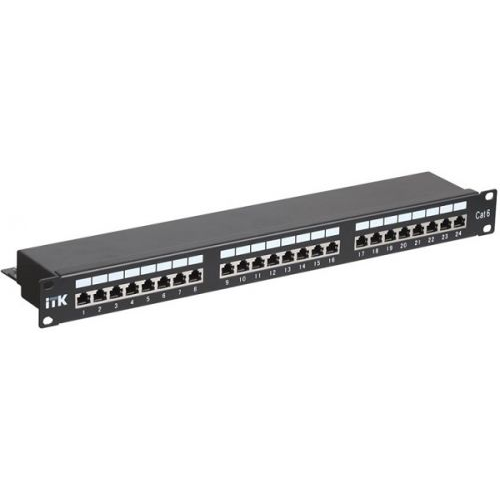 Патч-панель ITK PP24-1UC6S-D05 19", 1U, Cat 6, 24 порта RJ45 (8p8c), экранированная, Dual IDC (110/K