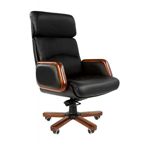 Кресло офисное Chairman 417 Chairman 6082581 черное, натуральная кожа, до 150 кг