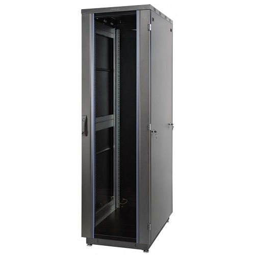 Шкаф напольный 19", 22U Eurolan 60F-22-6A-31BL Racknet S3000 600 × 1000, передняя дверь стеклянная