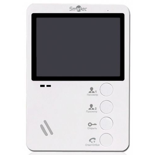 Видеодомофон Smartec ST-MS104-WT цветной , белый, hands-free, LCD TFT 4,3", PAL, сенсорное управлени